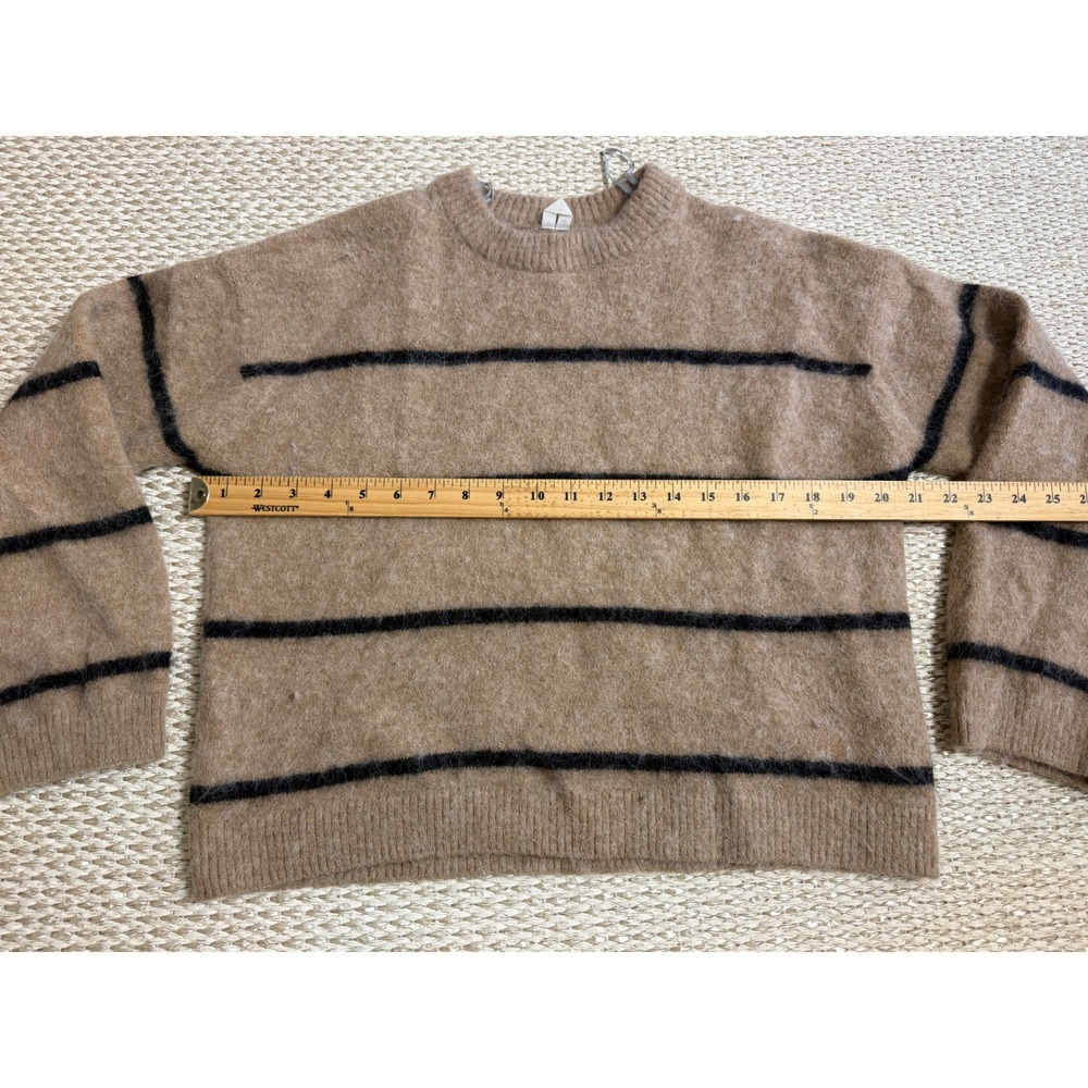 Arket Alpaca Wool Blend Striped Sweater Camel Black Boxy Knit quiet luxury euro - Picture 5 of 7